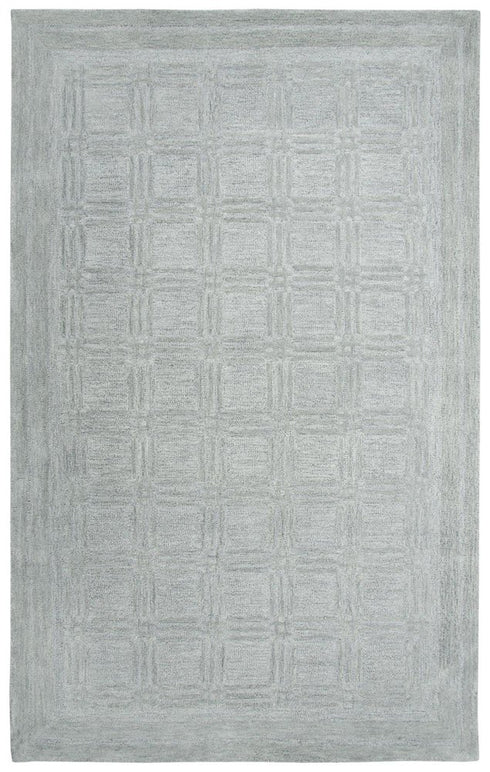 9' X 12' Gray And Dark Gray Wool Checkered Hand Tufted Area Rug