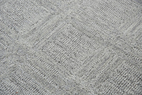 9' X 12' Gray And Dark Gray Wool Checkered Hand Tufted Area Rug