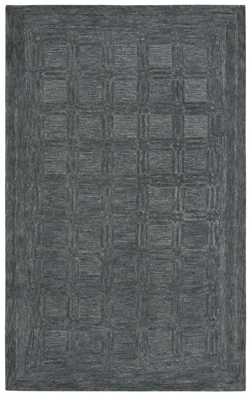 9' X 12' Gray And Dark Gray Wool Checkered Hand Tufted Area Rug