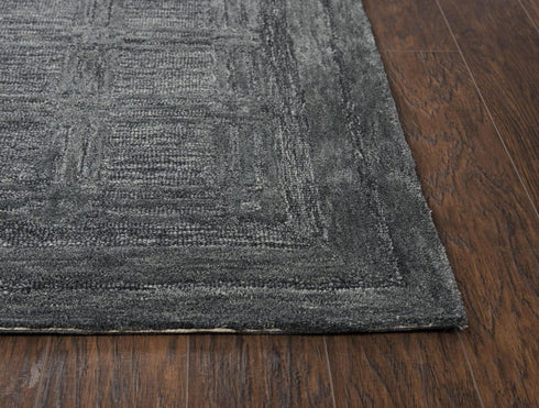 9' X 12' Gray And Dark Gray Wool Checkered Hand Tufted Area Rug