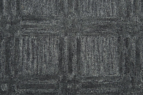 9' X 12' Gray And Dark Gray Wool Checkered Hand Tufted Area Rug