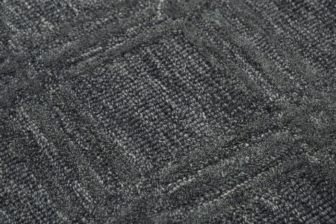9' X 12' Gray And Dark Gray Wool Checkered Hand Tufted Area Rug
