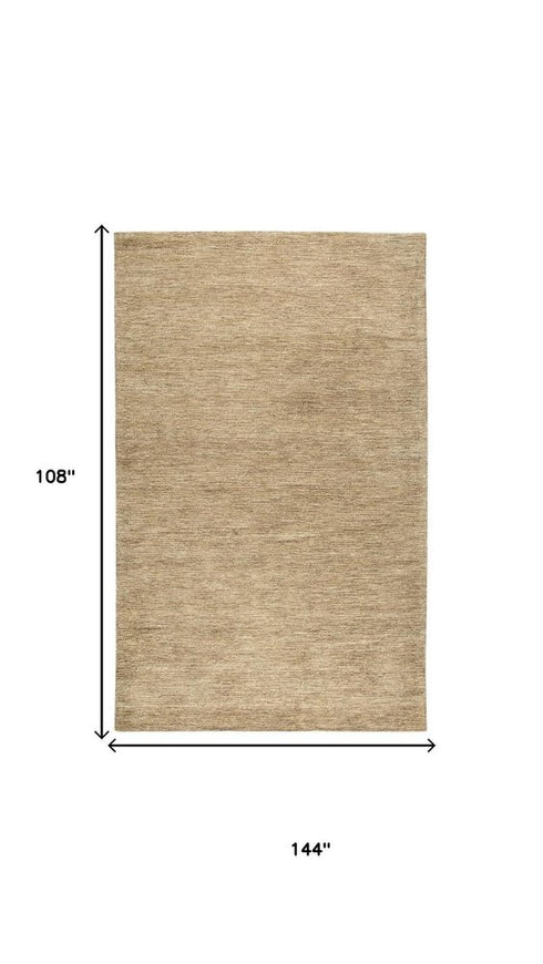 9' X 12' Brown And Natural Wool Hand Tufted Area Rug