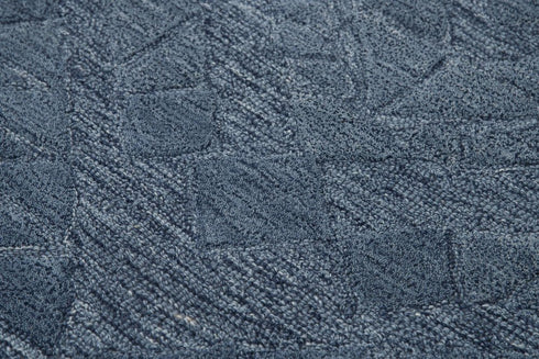 9' X 12' Blue And Dark Blue Wool Geometric Hand Tufted Area Rug