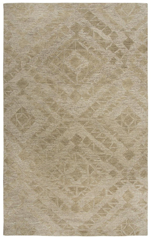 5' X 8' Brown And Natural Wool Geometric Hand Tufted Area Rug