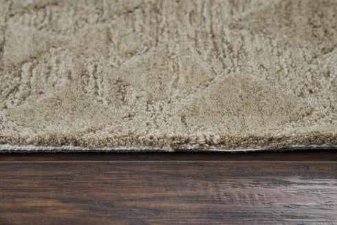 5' X 8' Brown And Natural Wool Geometric Hand Tufted Area Rug