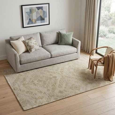 5' X 8' Brown And Natural Wool Geometric Hand Tufted Area Rug