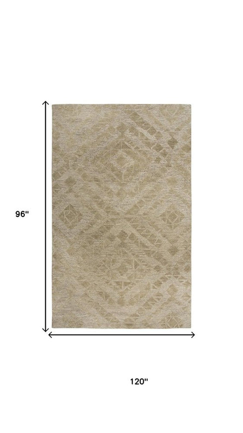 8' X 10' Brown And Natural Wool Geometric Hand Tufted Area Rug