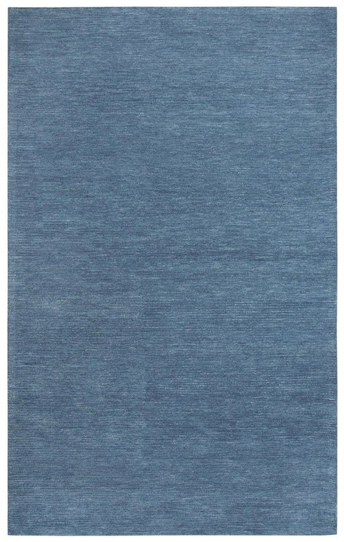 5' X 8' Blue And Dark Blue Wool Hand Tufted Area Rug