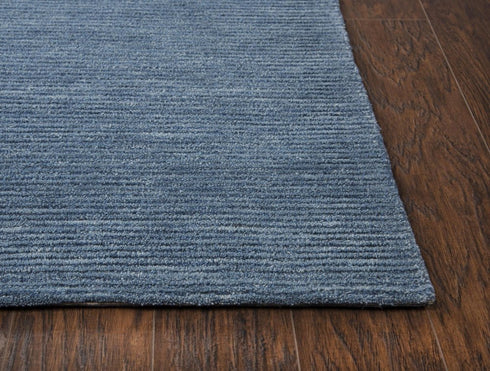 5' X 8' Blue And Dark Blue Wool Hand Tufted Area Rug
