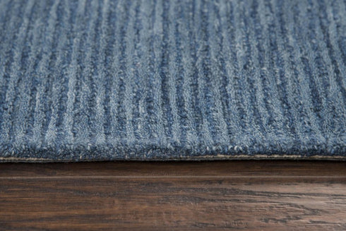 5' X 8' Blue And Dark Blue Wool Hand Tufted Area Rug