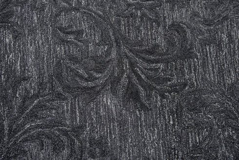 5' X 8' Charcoal And Gray Wool Damask Hand Tufted Area Rug