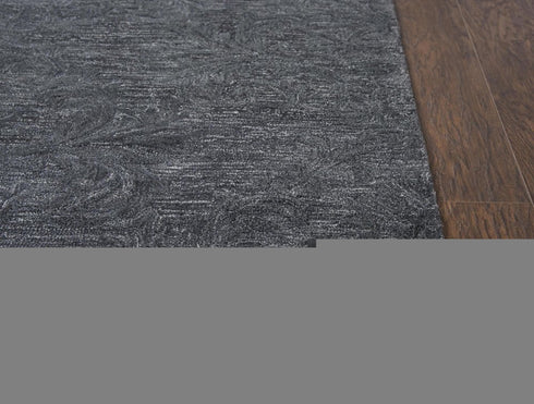 8' X 10' Charcoal And Gray Wool Damask Hand Tufted Area Rug