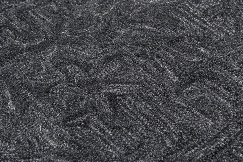 8' X 10' Charcoal And Gray Wool Damask Hand Tufted Area Rug