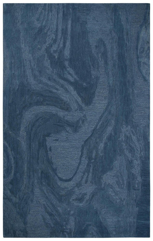 8' X 10' Blue And Dark Blue Wool Abstract Hand Tufted Area Rug