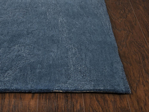 8' X 10' Blue And Dark Blue Wool Abstract Hand Tufted Area Rug