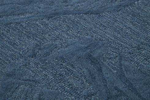 8' X 10' Blue And Dark Blue Wool Abstract Hand Tufted Area Rug