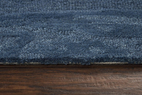 8' X 10' Blue And Dark Blue Wool Abstract Hand Tufted Area Rug