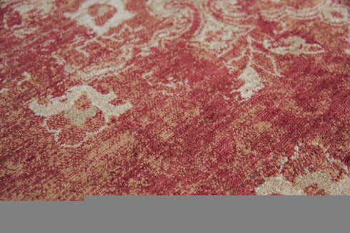 8' X 10' Red And Beige New Zealand Lambs Wool Medallion Hand Carved Handmade Area Rug