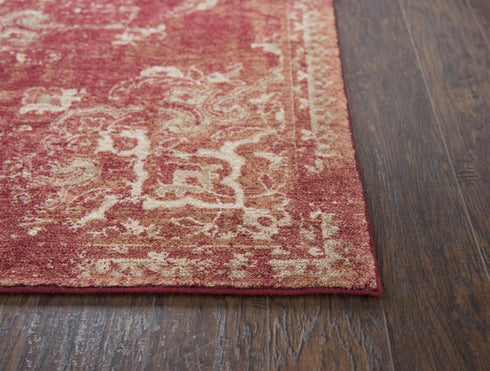 9' X 12' Red And Beige New Zealand Lambs Wool Medallion Hand Carved Handmade Area Rug