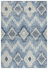 9' X 12' Blue Dark Blue And Gray New Zealand Lambs Wool Ikat Hand Carved Handmade Area Rug