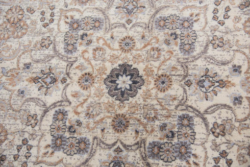 8' Beige And Natural New Zealand Lambs Wool Medallion Hand Carved Handmade Area Rug