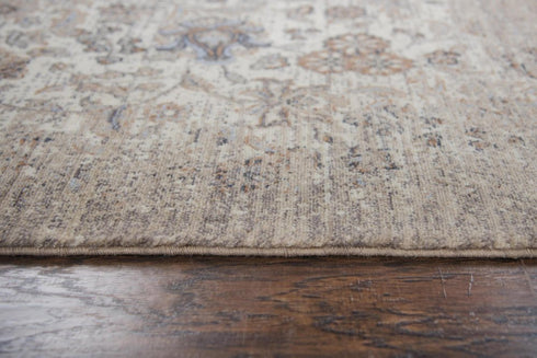 8' Beige And Natural New Zealand Lambs Wool Medallion Hand Carved Handmade Area Rug