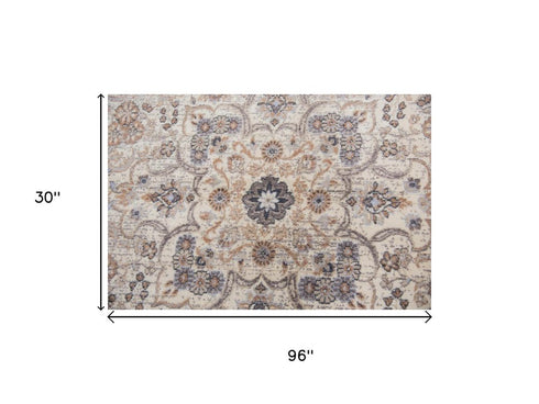 8' Beige And Natural New Zealand Lambs Wool Medallion Hand Carved Handmade Area Rug