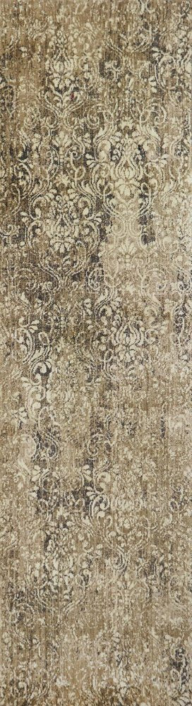 8' Gold Beige And Ivory New Zealand Lambs Wool Damask Hand Carved Handmade Area Rug