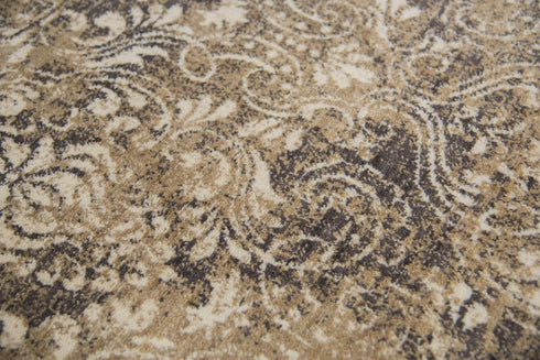 9' X 12' Gold Beige And Ivory New Zealand Lambs Wool Damask Hand Carved Handmade Area Rug