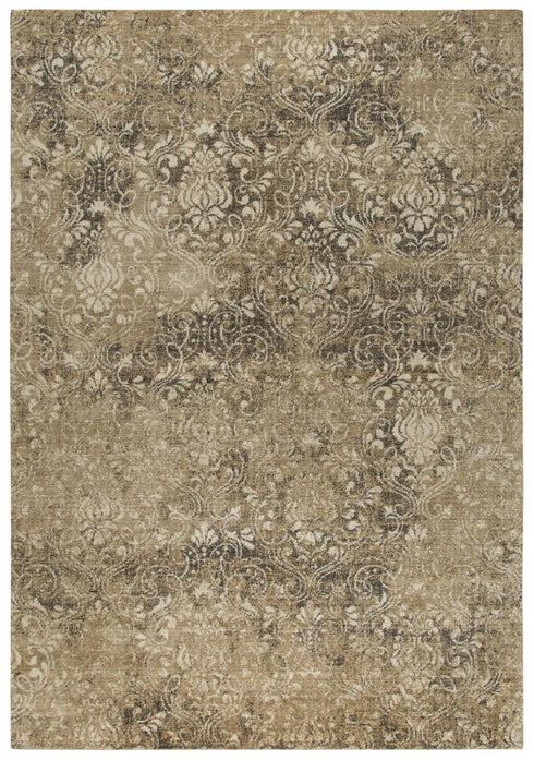 8' X 10' Gold Beige And Ivory New Zealand Lambs Wool Damask Hand Carved Handmade Area Rug