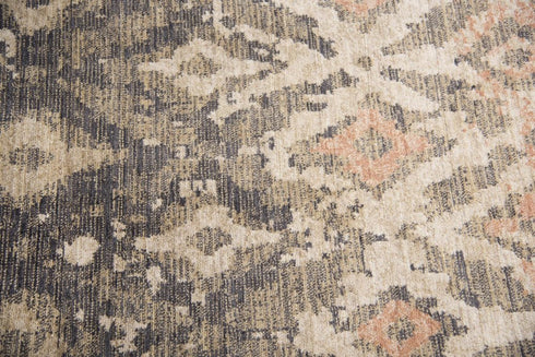 5' X 8' Brown And Natural New Zealand Lambs Wool Ikat Hand Carved Handmade Area Rug