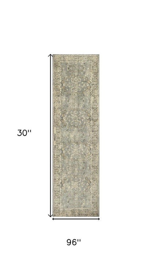 8' Gray Brown And Beige New Zealand Lambs Wool Oriental Hand Carved Handmade Area Rug