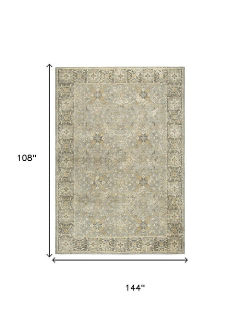 9' X 12' Gray Brown And Beige New Zealand Lambs Wool Oriental Hand Carved Handmade Area Rug