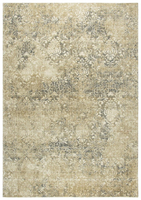 8' Beige And Natural New Zealand Lambs Wool Damask Hand Carved Handmade Area Rug