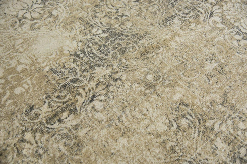 8' X 10' Beige And Natural New Zealand Lambs Wool Damask Hand Carved Handmade Area Rug