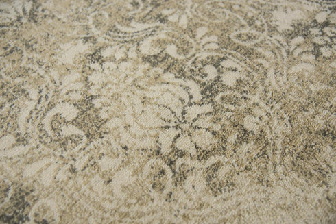 8' X 10' Beige And Natural New Zealand Lambs Wool Damask Hand Carved Handmade Area Rug