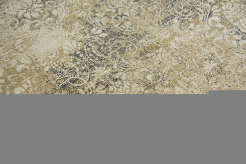 9' X 12' Beige And Natural New Zealand Lambs Wool Damask Hand Carved Handmade Area Rug