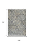 8' X 10' Dark Gray And Tan New Zealand Lambs Wool Damask Hand Carved Handmade Area Rug