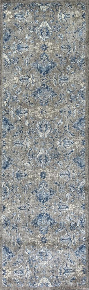 8' Dark Gray Blue And Light Gray New Zealand Lambs Wool Floral Hand Carved Handmade Area Rug