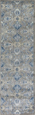 8' Dark Gray Blue And Light Gray New Zealand Lambs Wool Floral Hand Carved Handmade Area Rug