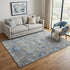 5' X 8' Dark Gray Blue And Light Gray New Zealand Lambs Wool Floral Hand Carved Handmade Area Rug