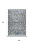 8' X 10' Dark Gray Blue And Light Gray New Zealand Lambs Wool Floral Hand Carved Handmade Area Rug