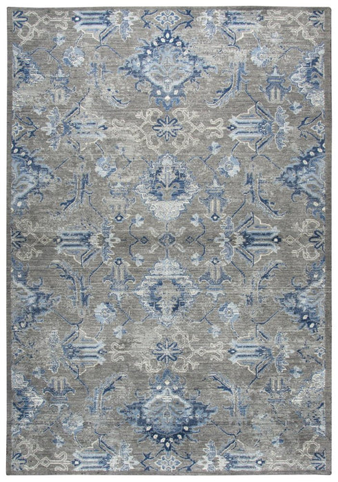 9' X 12' Dark Gray Blue And Light Gray New Zealand Lambs Wool Floral Hand Carved Handmade Area Rug
