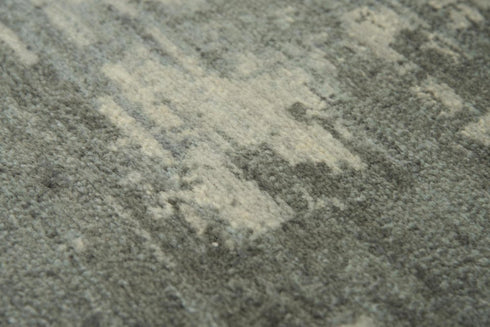 8' X 10' Gray And Light Gray New Zealand Lambs Wool Abstract Hand Carved Handmade Area Rug