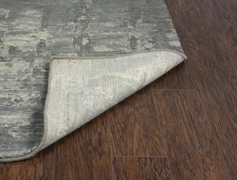 8' X 10' Gray And Light Gray New Zealand Lambs Wool Abstract Hand Carved Handmade Area Rug