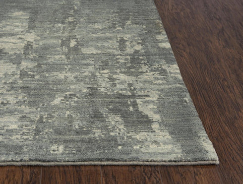 9' X 12' Gray And Light Gray New Zealand Lambs Wool Abstract Hand Carved Handmade Area Rug