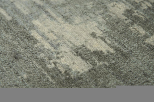 9' X 12' Gray And Light Gray New Zealand Lambs Wool Abstract Hand Carved Handmade Area Rug
