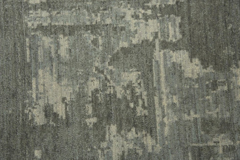 8' Gray And Light Gray New Zealand Lambs Wool Abstract Hand Carved Handmade Area Rug