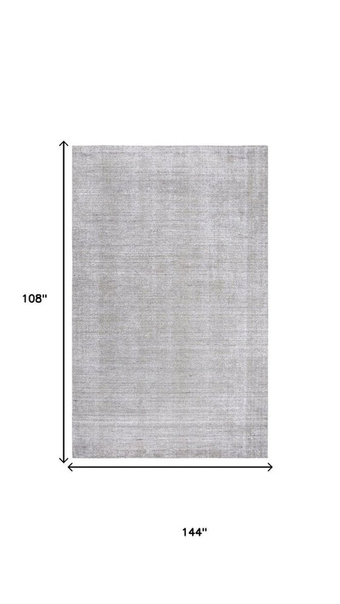 9' X 12' Light Gray Beige And Ivory Wool Hand Loomed Area Rug